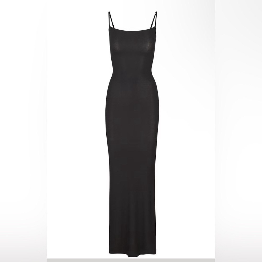 NWT Skims Soft Lounge Long Slip Dress Onyx - Picture 2 of 3